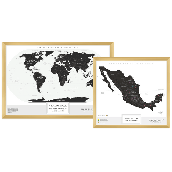 Mapas del mundo personalizados, Mapa de chinchetas, Mapa para marcar viajes,  Mapas de viajeros personalizados -  México